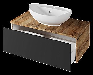 Тумба с раковиной Misty Ива - 90 П-Ива-01090-481Я графит/дуб вотан для ванной в интернет-магазине Sanbest