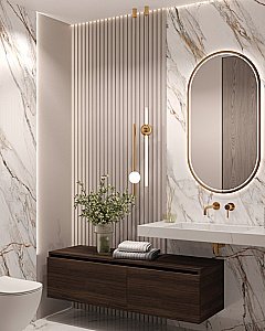 Раковина-моноблок Armadi Art Flat Calacatta 859-100-CLCT белый мрамор купить в интернет-магазине Sanbest