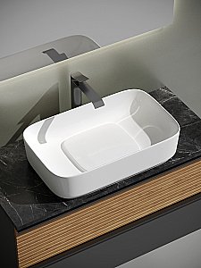 Тумба с раковиной Sancos DELTA 100 со столешницей, дуб красный/графит для ванной в интернет-магазине Sanbest