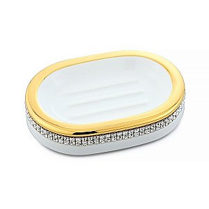 Мыльница Migliore Dubai 26961 белая керамика/золото-swarovski купить в интернет-магазине сантехники Sanbest