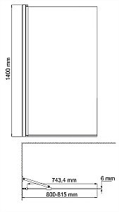 Шторка для ванной WasserKRAFT Berkel 48P01-Fixed 80x140 купить в интернет-магазине Sanbest