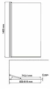 Шторка для ванной WasserKRAFT Berkel 48P01-Fixed 80x140 купить в интернет-магазине Sanbest