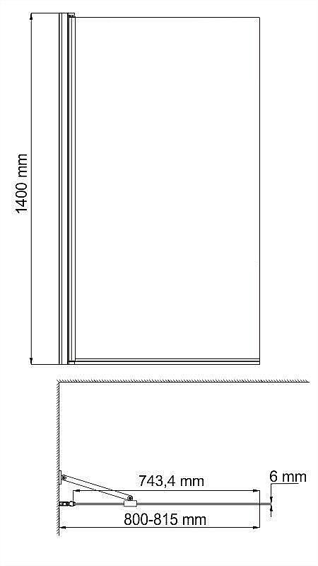 Шторка для ванной WasserKRAFT Berkel 48P01-Fixed 80x140 купить в интернет-магазине Sanbest