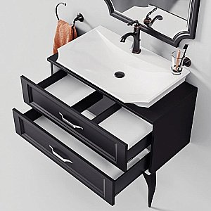 Тумба с раковиной AQWELLA LaDonna 85 черная для ванной в интернет-магазине Sanbest