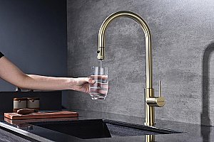 Смеситель для кухни Paulmark Galant Ga213077-LG светлое золото купить в интернет-магазине сантехники Sanbest