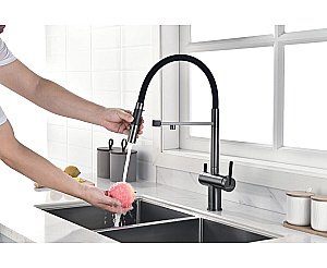 Смеситель для кухни Paulmark Gravity Gr213888-GM вороненая сталь купить в интернет-магазине сантехники Sanbest