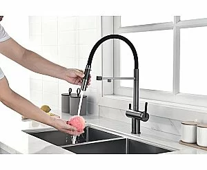 Смеситель для кухни Paulmark Gravity Gr213888-GM вороненая сталь купить в интернет-магазине сантехники Sanbest