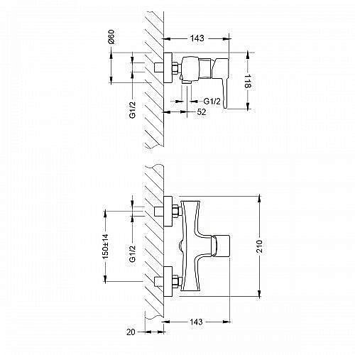 Смеситель для душа Lemark Evitta LM0503C купить в интернет-магазине сантехники Sanbest