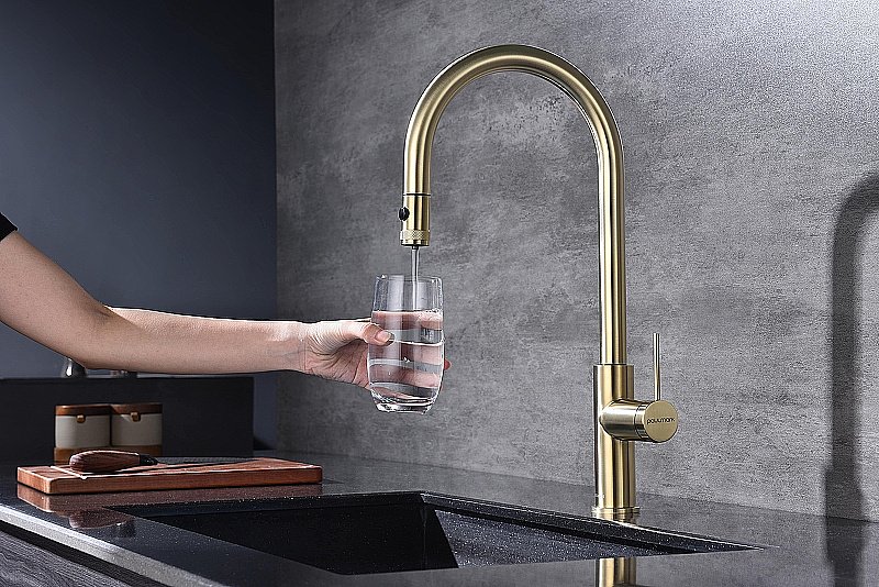 Смеситель для кухни Paulmark Galant Ga213077-LG светлое золото купить в интернет-магазине сантехники Sanbest