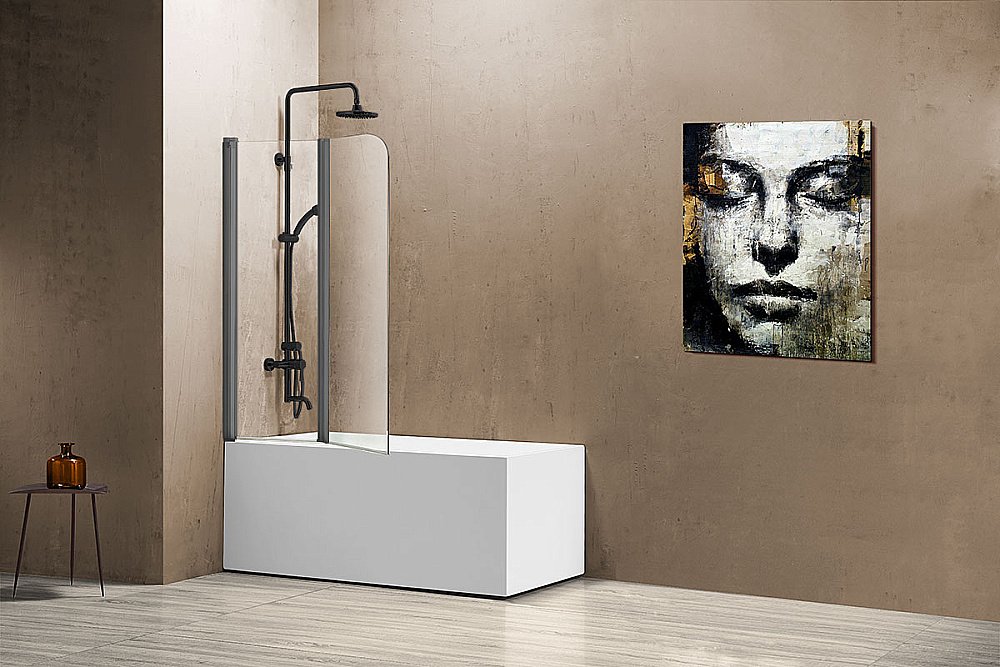 Шторка для ванны Vincea VSB-12114CLGM 114×140 стекло прозрачное/профиль вороненая сталь купить в интернет-магазине Sanbest