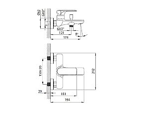 Смеситель для ванны Creavit Faye FY2500 хром купить в интернет-магазине сантехники Sanbest