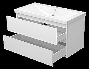 Тумба с раковиной Misty Алиса -100 Э-Али01100-011П2Я белая для ванной в интернет-магазине Sanbest