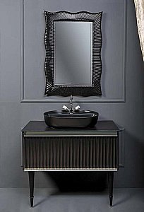 Тумба с раковиной Armadi Art Vallessi Avantgarde Canale 100 со столешницей черный с хромом для ванной в интернет-магазине Sanbest