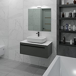 Тумба с раковиной LA FENICE Elba Grigio 100 серая/столешница белая для ванной в интернет-магазине Sanbest