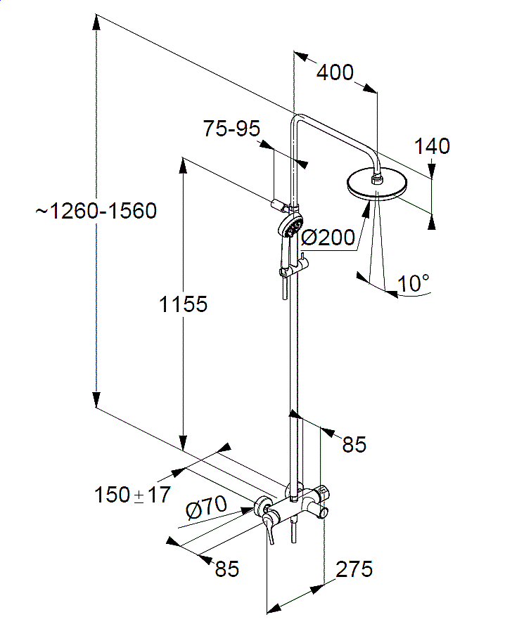 Душевая система Kludi Logo 6808305-00 хром купить в интернет-магазине сантехники Sanbest