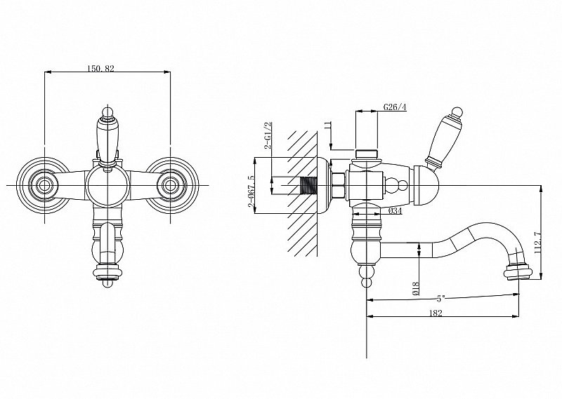 Смеситель для ванны Caprigo Fonte 12-519-crm хром купить в интернет-магазине сантехники Sanbest