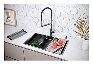 Кухонная мойка Paulmark NEXT-MULTI SINK 74 PM787445-GM вороненая сталь купить в интернет-магазине сантехники Sanbest