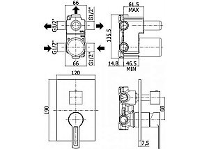 Смеситель для душа Paffoni Ringo RIN019CR/M (с внутренней частью) купить в интернет-магазине сантехники Sanbest