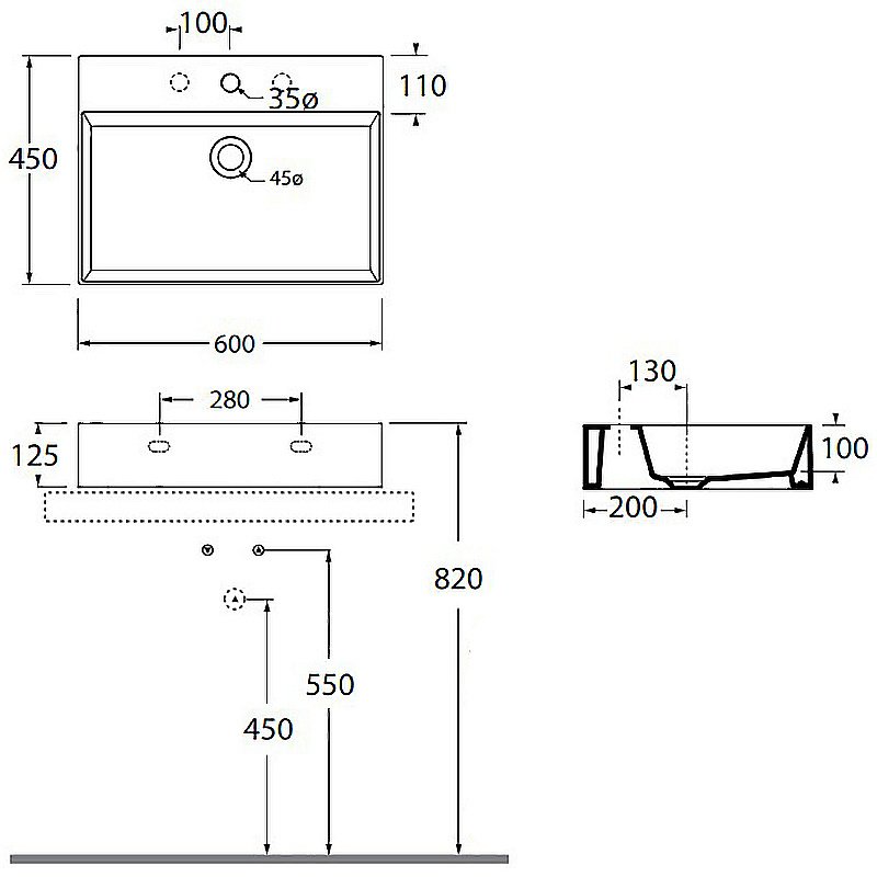 Раковина Azzurra Elegance Squared 60 EQA60M bi*1 белая купить в интернет-магазине Sanbest