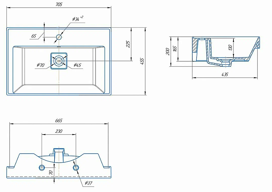 Раковина Aqwella Грэмми 70 белая купить в интернет-магазине Sanbest