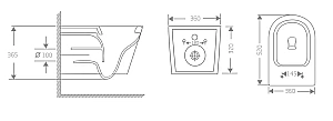 Унитаз подвесной с инсталляцией WeltWasser BAMBERG 545 + ONTARIO 520 WT + BAMBERG BL-N безободковый, смыв торнадо, с крышкой микролифт, белый/кнопка черная матовая купить в интернет-магазине Sanbest
