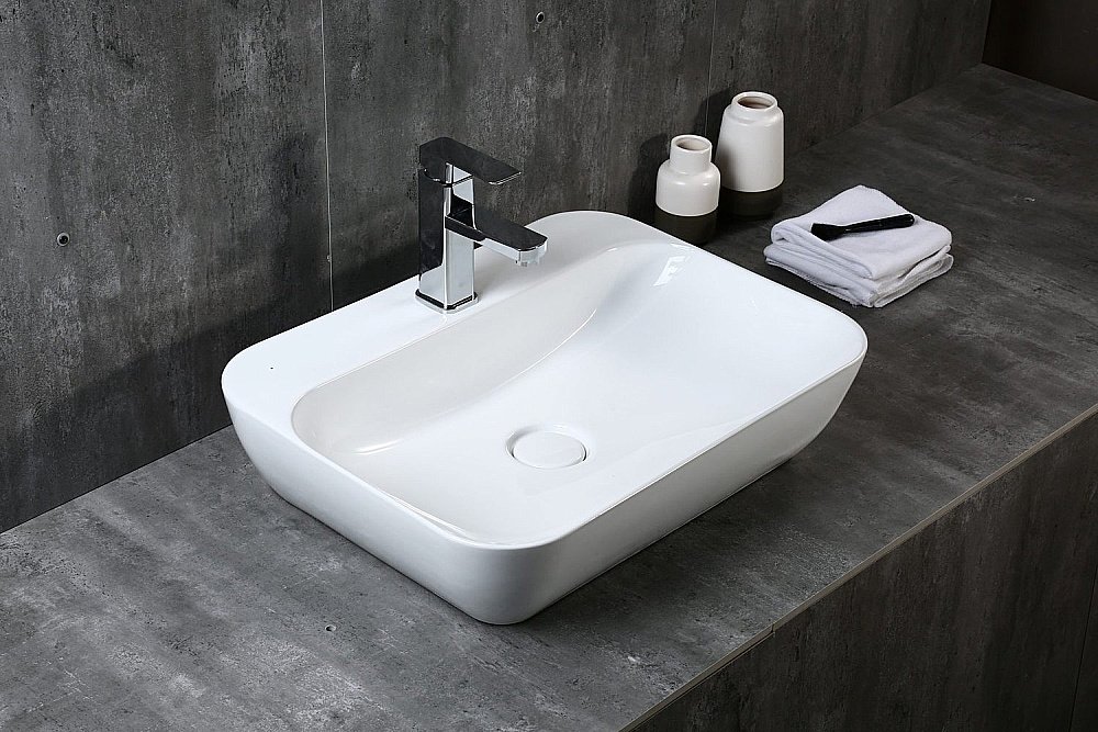 Раковина накладная Gid Geometrico 55 N9047 51184 белая купить в интернет-магазине Sanbest