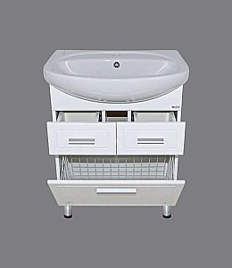 Тумба с раковиной с Б/К горизонт напольная Misty Стелла 65 белая для ванной в интернет-магазине Sanbest