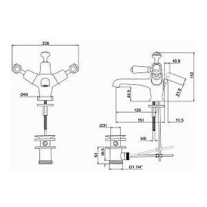 Смеситель для раковины Burlington KE4-QT купить в интернет-магазине сантехники Sanbest