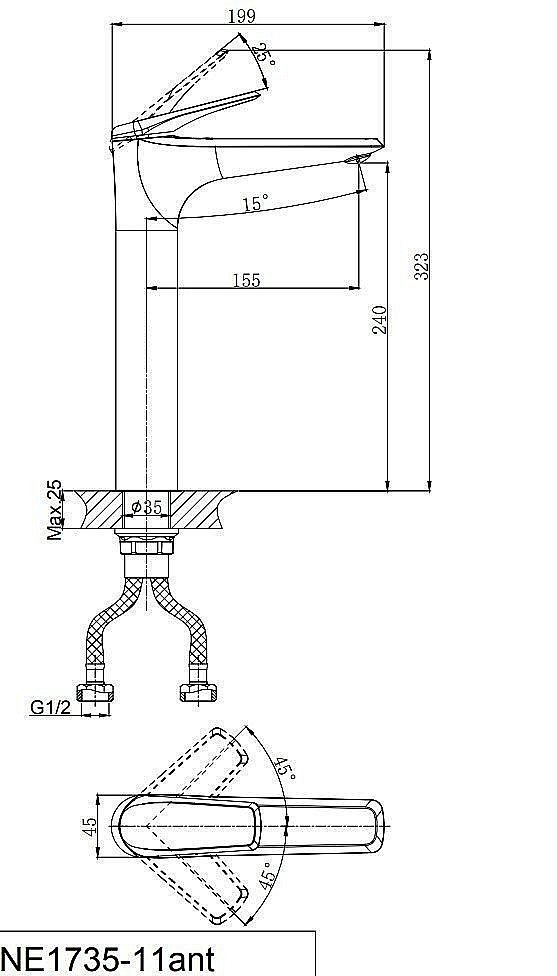 Смеситель для раковины Rush Nevis NE1735-11 хром купить в интернет-магазине сантехники Sanbest