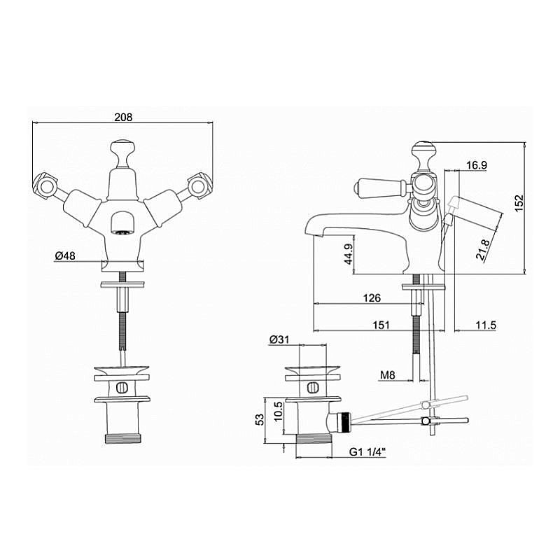 Смеситель для раковины Burlington KE4-QT купить в интернет-магазине сантехники Sanbest