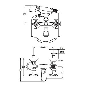 Смеситель для ванны Ideal Standard Reflection B9657AA купить в интернет-магазине сантехники Sanbest