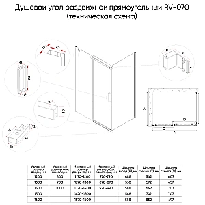 Душевой уголок Veconi Rovigo RV-070 120x80 купить в интернет-магазине Sanbest