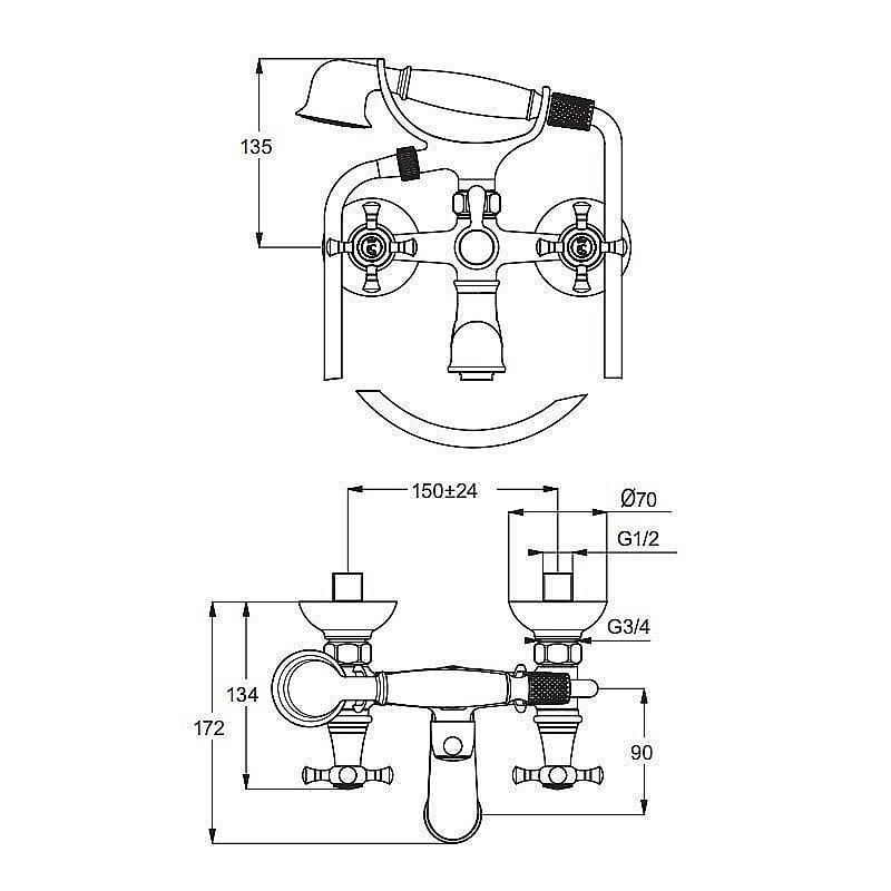 Смеситель для ванны Ideal Standard Reflection B9657AA купить в интернет-магазине сантехники Sanbest
