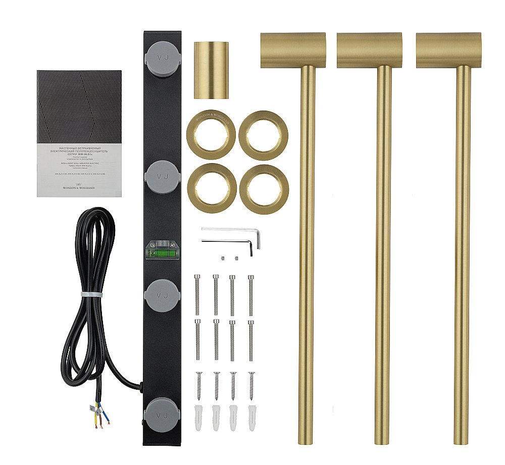 Полотенцесушитель электрический встраиваемый WONZON & WOGHAND HAMBURG, Брашированное золото (WW-AL313-BG) купить в интернет-магазине сантехники Sanbest