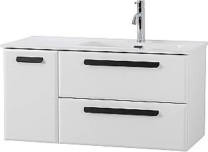 Тумба с раковиной Cezares ECO-CER-N 100 ECO-CER-N-1000-2C-1A-SO-BL белая глянцевая для ванной в интернет-магазине Sanbest