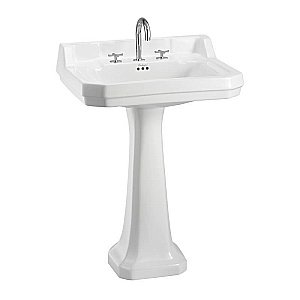 Раковина на пьедестале Burlington Edwardian 62 B5 3TH-P1 белая купить в интернет-магазине Sanbest