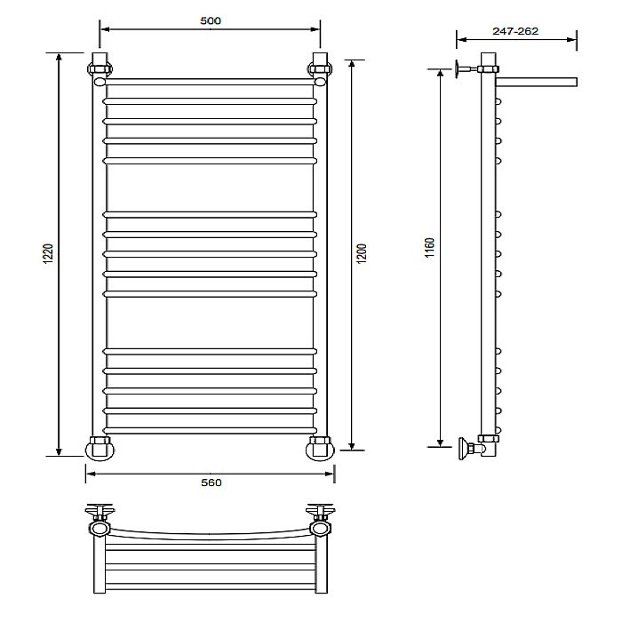 Полотенцесушитель водяной Veconi Nemi-B N12050CH-B хром купить в интернет-магазине сантехники Sanbest