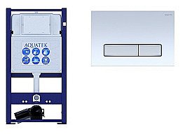 Инсталляция для унитаза Aquatek INS-0000016 с кнопкой KDI-0000030 белая/никель купить в интернет-магазине сантехники Sanbest