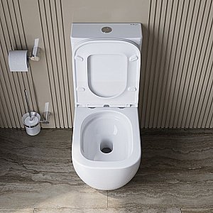 Унитаз напольный BelBagno LUCE-TOR BB2197CP-TOR/SC белый, с крышкой микролифт, с бачком, безободковый, слив-торнадо купить в интернет-магазине Sanbest