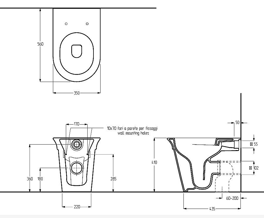 Унитаз приставной Migliore MONACO 32066, черный матовый, безободковый купить в интернет-магазине Sanbest