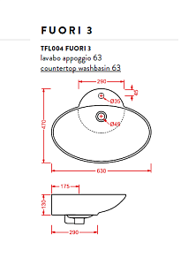 Раковина накладная Artceram WASHBASINS FUORI 3 63х47 купить в интернет-магазине Sanbest