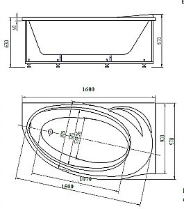 Ванна Aquatek Бетта 160х97 белая с панелью купить в интернет-магазине Sanbest