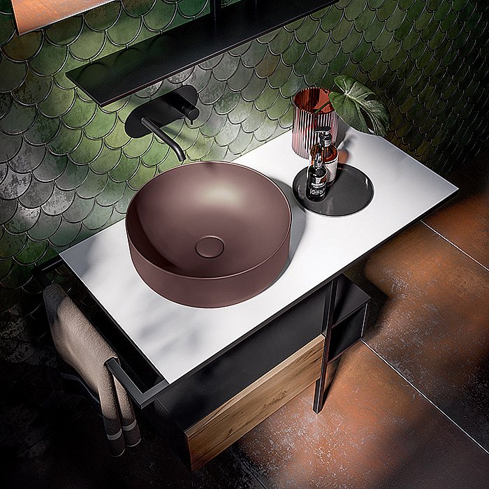 Раковина накладная Kerasan Nolita 40 534475 Borgogna matt купить в интернет-магазине Sanbest