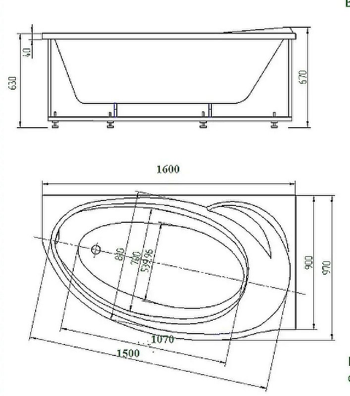 Ванна Aquatek Бетта 160х97 белая с панелью купить в интернет-магазине Sanbest