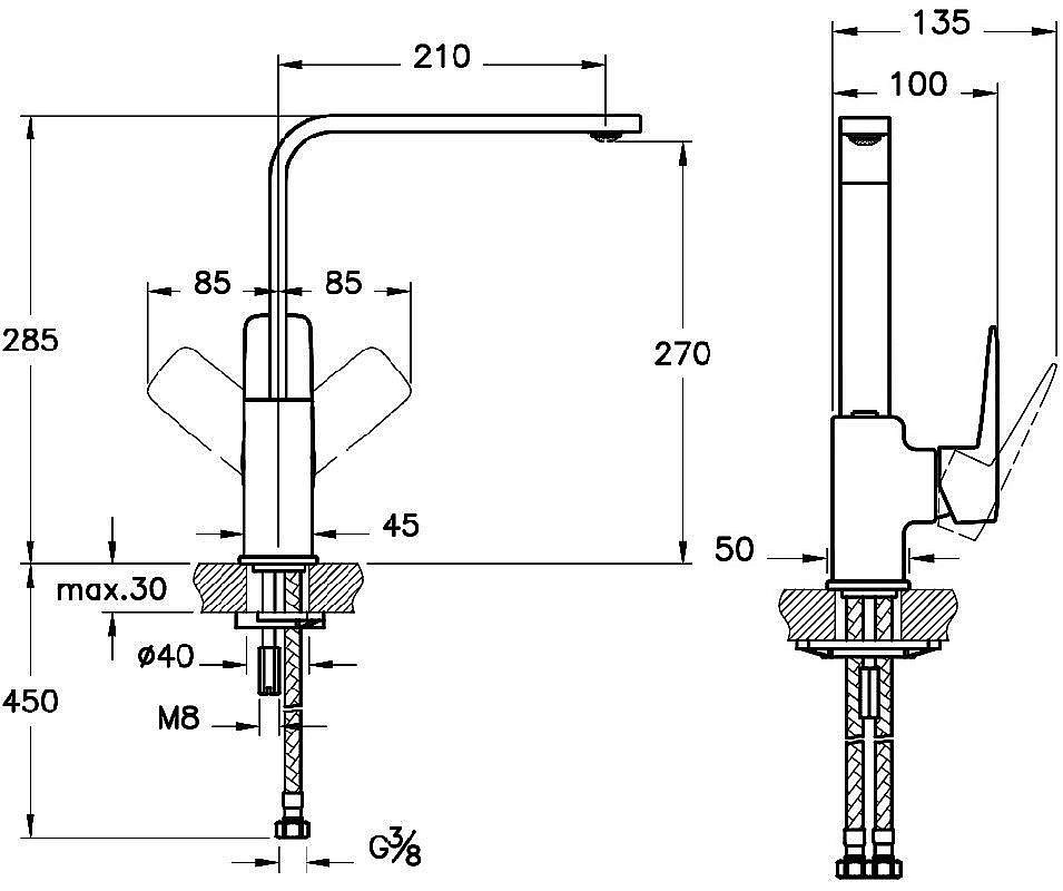 Смеситель для кухни Vitra ROOT SQUARE A42753EXP купить в интернет-магазине сантехники Sanbest