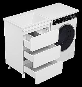 Тумба с раковиной Misty Чегет - 55 П-Чег-01055-01Н3Я (Раковина Эстет Даллас 120) белая для ванной в интернет-магазине Sanbest