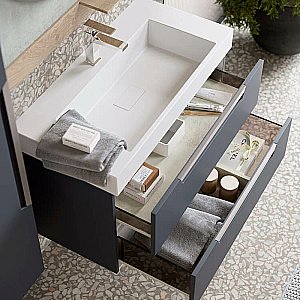 Тумба с раковиной Aqwella Cube 90 CUB0109 серая для ванной в интернет-магазине Sanbest