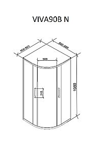 Душевой уголок CeruttiSpa Viva 11222 90x90 стекло прозрачное/профиль черный купить в интернет-магазине Sanbest