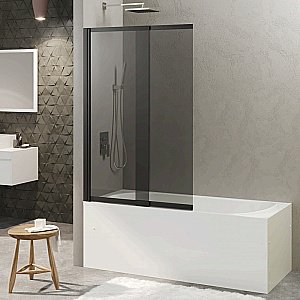 Шторка для ванны Berges RIVER S Slider Black 980 065018 тонированное стекло купить в интернет-магазине Sanbest