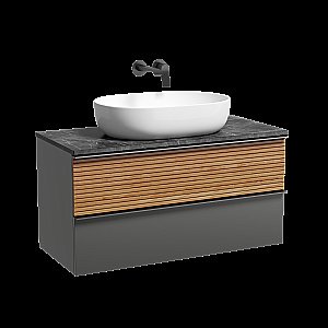 Тумба с раковиной Sancos DELTA 100 со столешницей, дуб красный/графит для ванной в интернет-магазине Sanbest